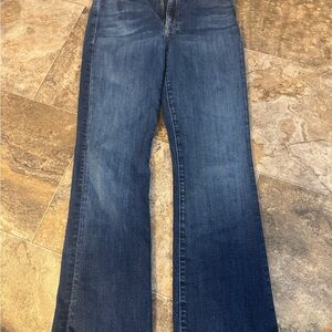 MOTHER Boot Cut Blue Jeans with Faded Wash